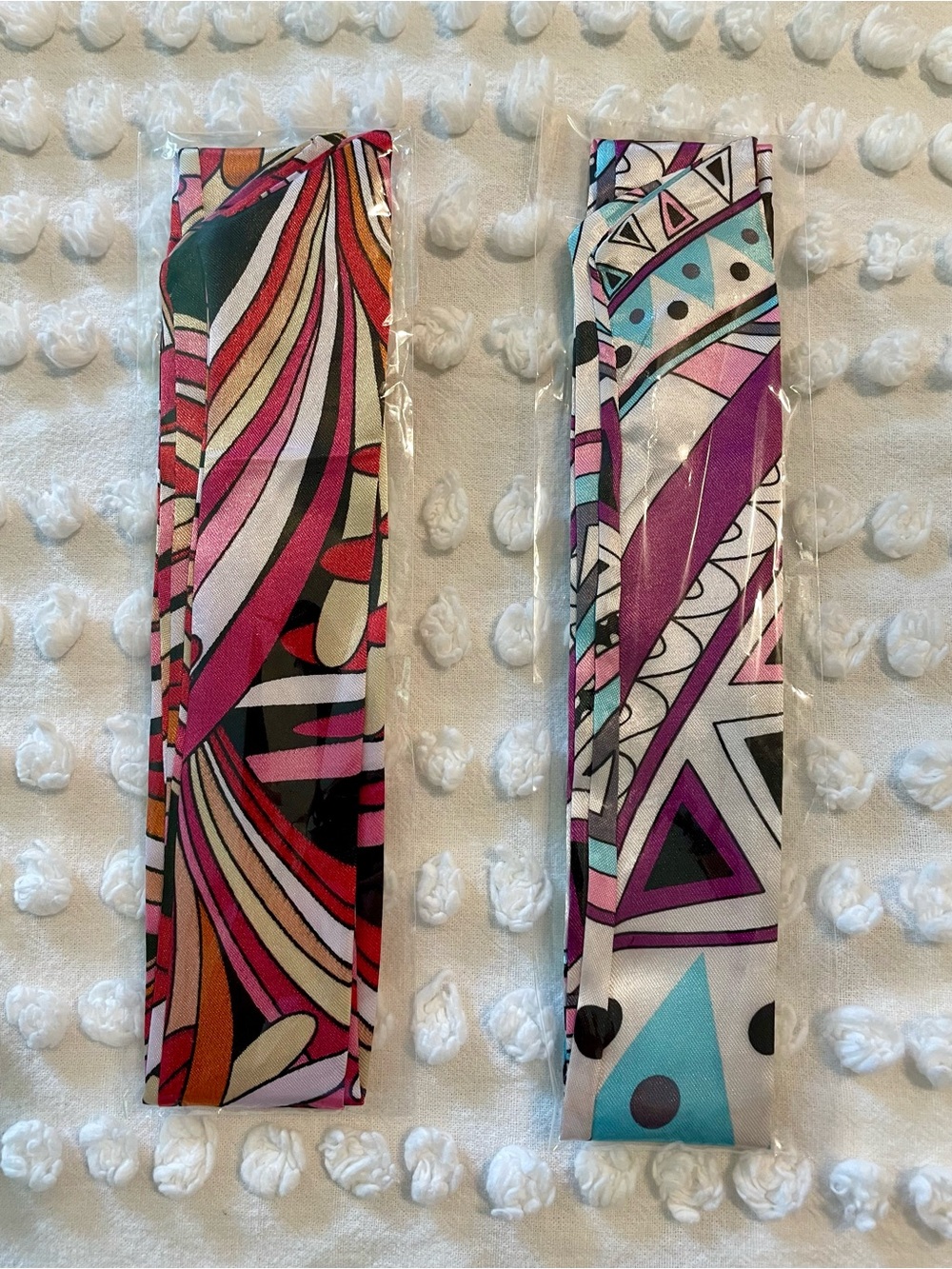 TWO Multi-Color Bag/Hair Twilly NWT